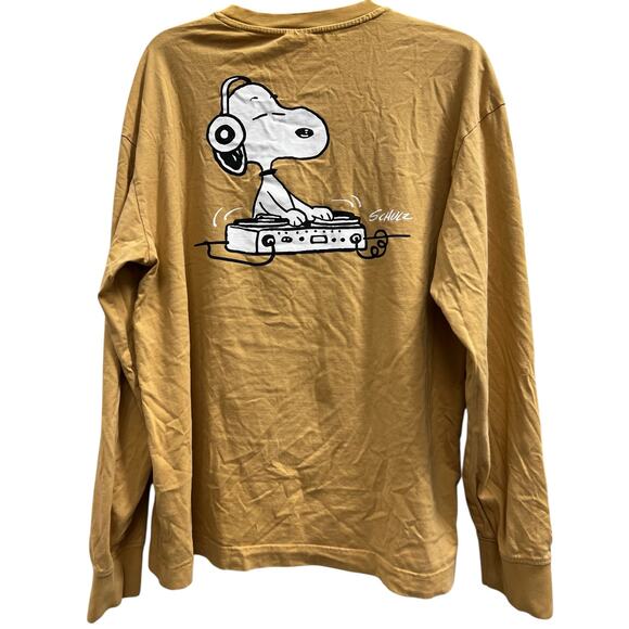 SNOOPY Records spin master  Schultz Long sleeve tan graphic DJ tee sz - Picture 3 of 7